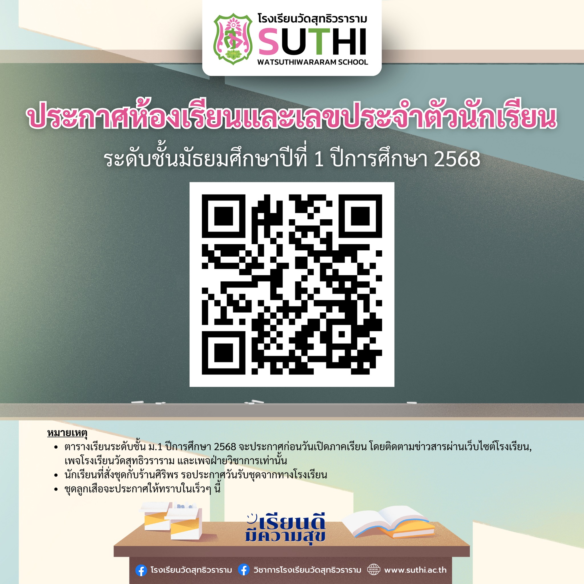 🔊 ประกาศรายชื่อนักเรียนใหม่ ม.1 ปีการศึกษา 2568 พร้อมเลขประจำตัวและห้องเรียน